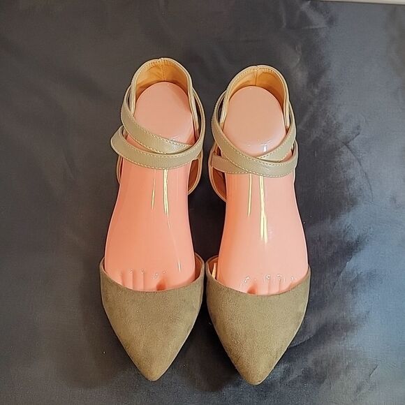 BRAND NEW CHARLOTTE RUSSE POINTED TOE CRISSCROSS STRAP D'ORSAY FLAT SUEDE SHOE - Picture 15 of 15